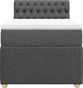 vidaXL Κρεβάτι Boxspring με Στρώμα Σκούρο Γκρι 100x200 εκ. Υφασμάτινο