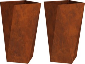 vidaXL Γλάστρα 2 τμχ. Σκ rusty 40 x 40 x 75 cm