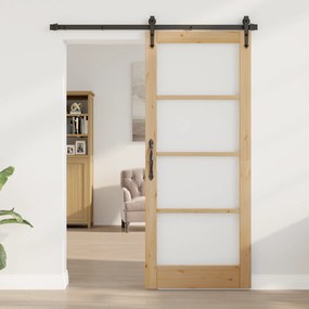 vidaXL Εσωτερική Πόρτα με Γυαλί "ORKDAL" 83x202x4 εκ. Μασίφ Ξύλο Πεύκου