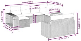 vidaXL Σαλόνι Κήπου 10 Τεμαχίων Καφέ από Συνθετικό Ρατάν με Μαξιλάρια