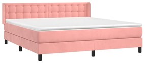 Κρεβάτι Boxspring με Στρώμα Ροζ 180x200 εκ. Βελούδινο - Ροζ