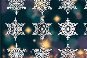 Σετ των 3 Intra απο ξύλο plywood 3mm-4mm πάχος Χριστουγεννιάτικα στολίδια Snowflake 70 Δίασταση 8x8 cm INTRAFABR-77830490