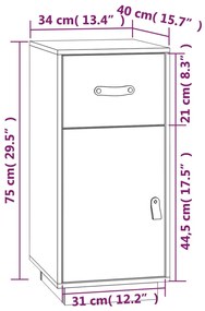 Μπουφές Γκρι 34 x 40 x 75 εκ. από Μασίφ Ξύλο Πεύκου - Γκρι