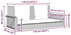 Παγκάκι Κούνια Καφέ 119x56x48 εκ. Συνθετικό Ρατάν με Μαξιλάρια - Καφέ