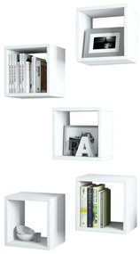 WALL SHELVES 5PCS  WHITE MELAMINE 30x30x24Hcm.