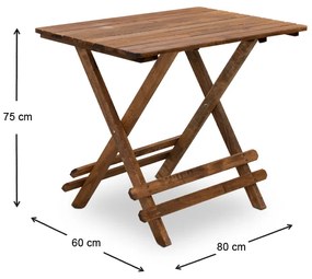 Τραπέζι πτυσσόμενο Queen Megapap από ξύλο οξιάς σε χρώμα καρυδί εμποτισμού 80x60x75εκ.