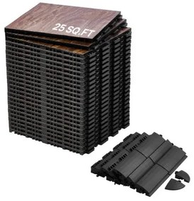 Gym Flooring Set 25 PCS Interlocking PP+PVC Puzzle Rubber Tiles