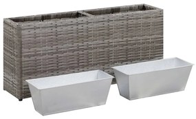 vidaXL Ζαρντινιέρα Υπερυψωμένη 2 Δοχεία Γκρι 90x20x40 εκ. Συνθ.Ρατάν