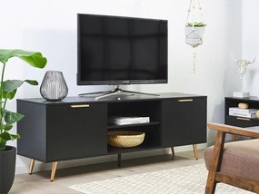 Τραπέζι Tv Berwyn 489, Χρυσό, Μαύρο, 166x57x40cm, 34 kg | Epipla1.gr