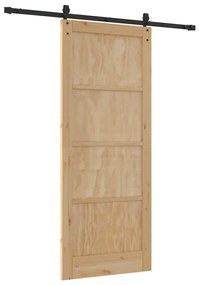 vidaXL Συρόμενη Πόρτα Φυσικό και μαύρο 86 x 211 cm