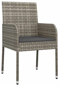 vidaXL Σέτ φαγητού για κήπο με μαξιλάρι 5 pcs Γκρι Πολυ ράταν