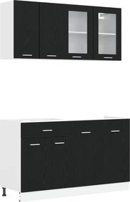 vidaXL Μονάδα κουζίνας Lyon 4 pcs Μαύρη Δρυς Επεξεργασμένο Ξύλο