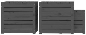 vidaXL Μπαούλα Κήπου Σετ 3 Τεμαχίων Γκρι από Μασίφ Ξύλο Πεύκου