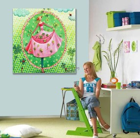Παιδικός πίνακας σε καμβά φλοράλ με κορίτσι KNV0284 125cm x 125cm Μόνο για παραλαβή από το κατάστημα