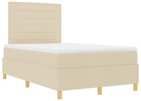 vidaXL Κρεβάτι με ελατήριο  με στρώμα & LED Κρεμ 120x190 εκ. Ύφασμα