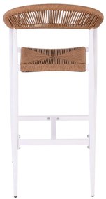 MADY Σκαμπό Bar, ALU Άσπρο, Rope Wicker Φυσικό 56x58x105cm