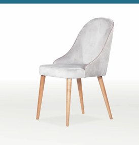 Ξύλινη-βελούδινη καρέκλα Luxy γκρι ανοιχτό-καφέ 87x47x47,5x43,5cm, FAN1234