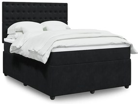 vidaXL Κρεβάτι Boxspring με Στρώμα Μαύρο 160x200 εκ. Βελούδινο