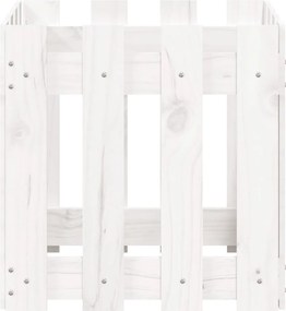 vidaXL Ζαρντινιέρα με Σχέδιο Φράχτη Λευκή 40 x 40 x 40 εκ. Μασίφ Πεύκο