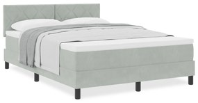 vidaXL Κρεβάτι με Στρώμα Light Grey 140x190 εκ Βελούδο