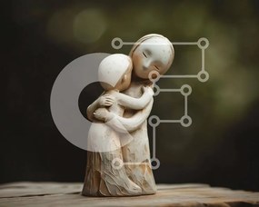 Intra Συλλεκτικό Ξύλινο Παζλ Plywood  4mm - Χειροποίητο ειδώλιο δύο ατόμων που αγκαλιάζονται Σε Ξύλινο Κουτί - Διαστάσεις Puzzle: 10x10 cm – 25 κομμάτια