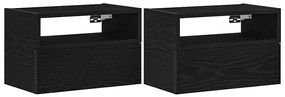 vidaXL Επιτοίχια κομοδίνα 2 τεμάχια Μαύρο 45x26x28,5 cm