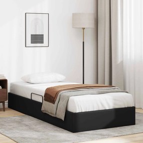 vidaXL Κρεβάτι Οθωμανικού Τύπου Μαύρο 90 x 190 cm Τεχνητό Δέρμα
