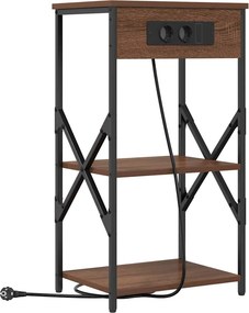 vidaXL Κομοδίνο με ράφι Καφέ δρυς 41 x 31 x 76 εκ. Επεξεργασμένο ξύλο