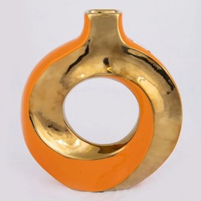 Βάζο Κεραμικό 752-20177 22x5,5x24,5cm Gold-Orange Estheti Home Κεραμικό