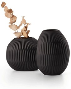 Βάζο Noir 166018 23x10x18cm Dark Brown Philippi Glass