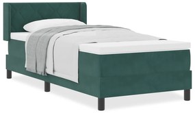vidaXL κρεβάτι Box Spring με στρώμα  Σκούρο Πράσινο 90x190 εκ. Βελούδο