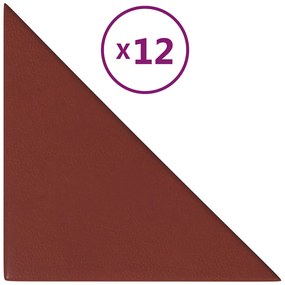 vidaXL Πάνελ Τοίχου 12 τεμ. Μπορντό 30 x 30 εκ. 0,54 μ² Συνθ. Δέρμα