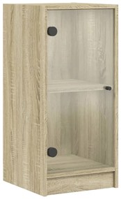 vidaXL Βοηθητικό Ντουλάπι Sonoma Δρυς 35x37x75,5εκ. με Γυάλινες Πόρτες