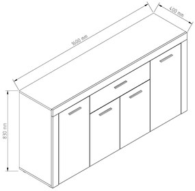 Μπουφές από Ξύλο ARLET Φυσικό 160x40x83cm