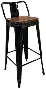 Σκαμπό Bar ArteLibre Βιομηχανικού Τύπου Vintage MOLERO II Μαύρο/Καφέ Μέταλλο/Ξύλο 44x44x94cm