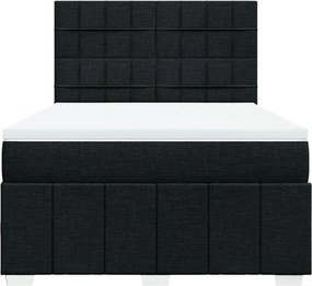 vidaXL Κρεβάτι Boxspring με Στρώμα Μαύρο 140x200 εκ. Υφασμάτινο