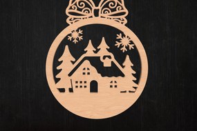 Σετ των 3 Intra απο ξύλο plywood 3mm-4mm πάχος - Χριστουγεννιάτικου Στολίδι Χωριού Δίασταση 6x6 cm INTRAFABR-110388148