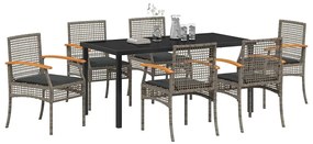 vidaXL Σέτ φαγητού για κήπο 7 pcs Γκρι συνθετικό ρατάν