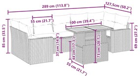 vidaXL Σαλόνι Κήπου Σετ 8 τεμ. Μπεζ Συνθετικό Ρατάν με Μαξιλάρια