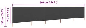 vidaXL Προστατευτικό Αέρα με 5 Πάνελ Ανθρακί 600 x 160 εκ. Υφασμάτινο