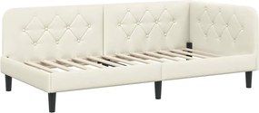 vidaXL Κρεβάτι Γωνίας Κρεμ 90 x 190 cm Βελούδο