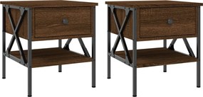 vidaXL Κομοδίνα 2 τεμ Καφέ Δρυς 40x42x45 εκ. από Επεξεργασμένο Ξύλο