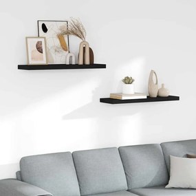 vidaXL Ράφια Τοίχου 2 τεμ. Μαύρα 80x23,5x3,8 εκ. MDF