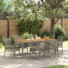 vidaXL Σέτ φαγητού για κήπο 7 pcs Γκρι συνθετικό ρατάν