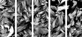 Εικόνα 5 μερών ρετρό πινελιές λουλουδιών σε ασπρόμαυρο - 100x50