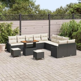 vidaXL Σετ Καναπέ Κήπου με μαξιλάρι 13 pcs Μαύρο Πολυ ράταν