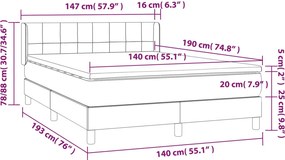 vidaXL Κρεβάτι Boxspring με Στρώμα Μαύρο 140x190 εκ. Υφασμάτινο