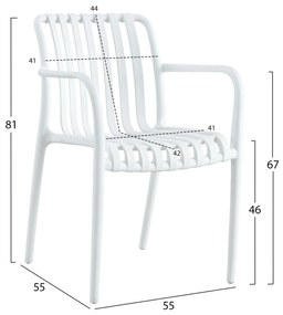 Πολυθρόνα Πολυπροπυλενίου Tippy Λευκή 55x55x81 Υ Εκ.