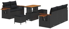 Σετ Καναπέ Κήπου με μαξιλάρι 8 pcs Μαύρο