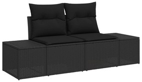 vidaXL 10 Τεμαχίων Σετ Καναπέ Κήπου με Μαξιλάρια Μαύρο Πολυ Ρατάν